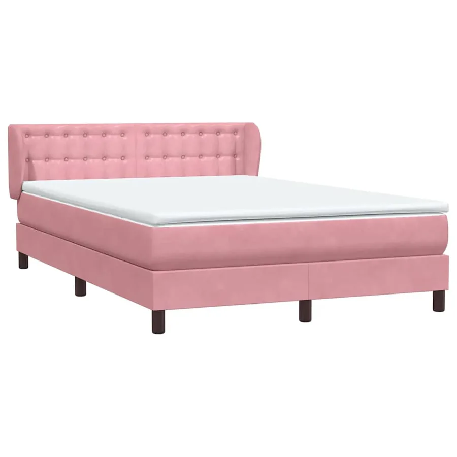 Sommier à lattes de lit avec matelas rose 160x220 cm velours - 4