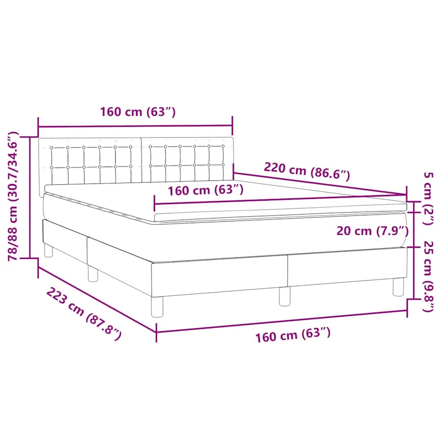 Sommier à lattes de lit avec matelas rose 160x220 cm velours - 12