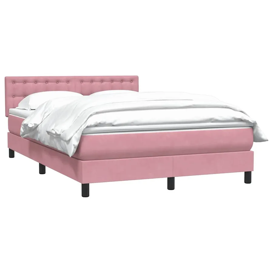 Sommier à lattes de lit avec matelas rose 160x220 cm velours - 3