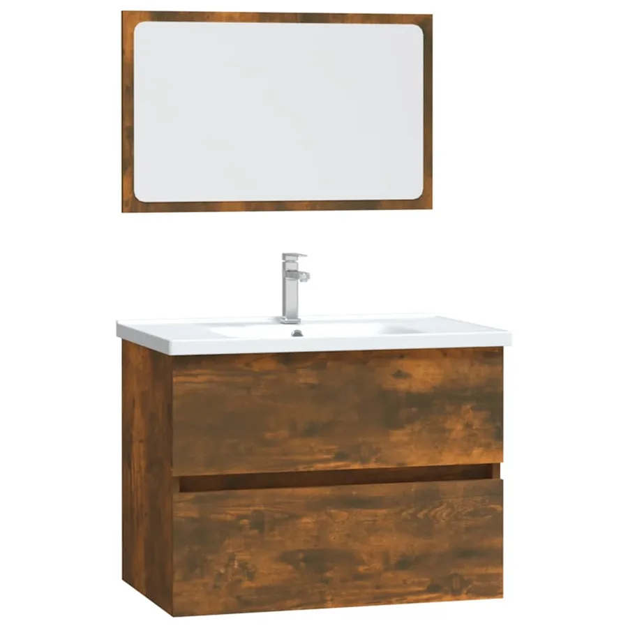 Ensemble de meubles de salle de bain 2 pcs Chêne fumé - 2