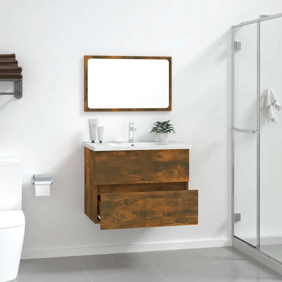 Ensemble de meubles de salle de bain 2 pcs Chêne fumé - 3