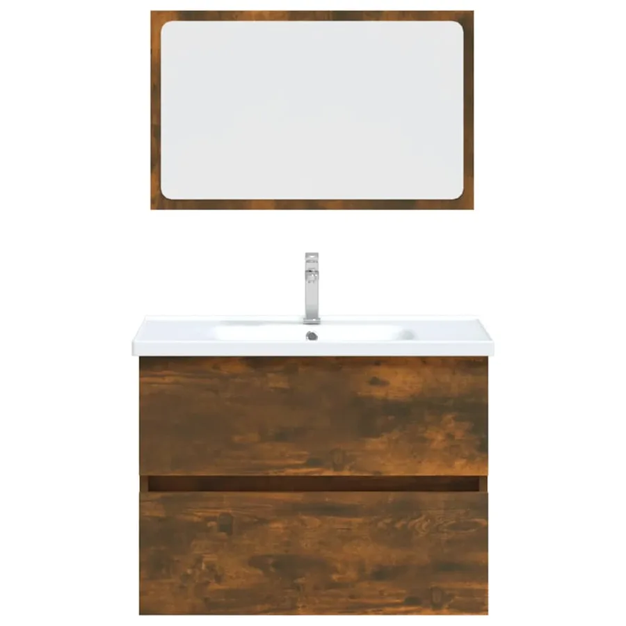 Ensemble de meubles de salle de bain 2 pcs Chêne fumé - 6