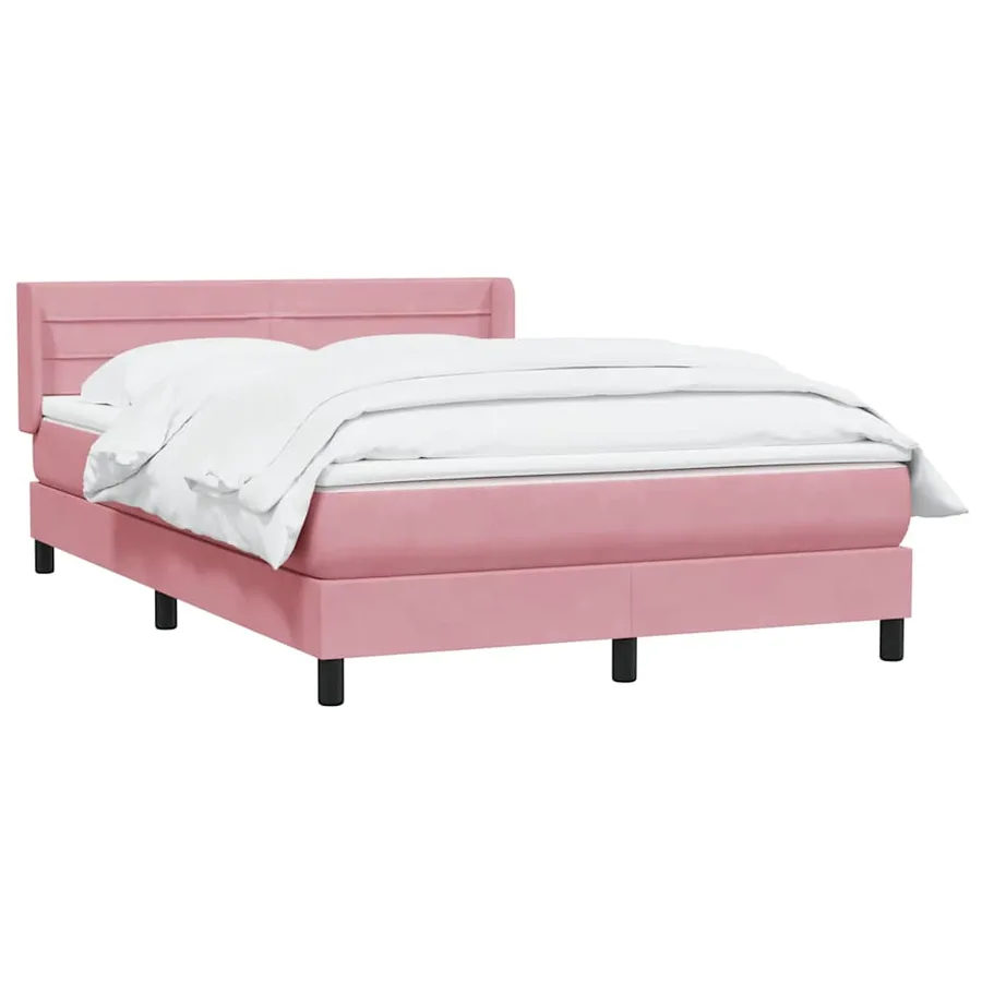 Sommier à lattes de lit avec matelas rose 160x220 cm velours - 3