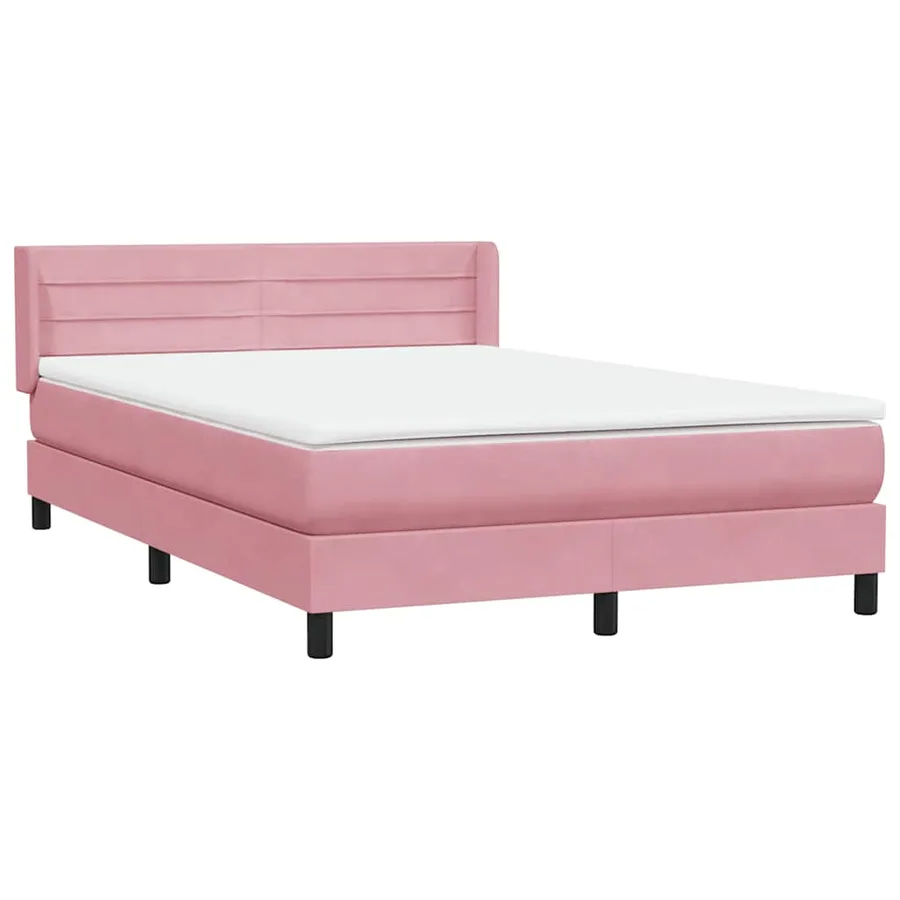 Sommier à lattes de lit avec matelas rose 160x220 cm velours - 4