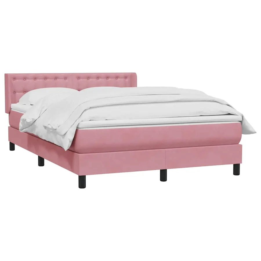 Sommier à lattes de lit avec matelas rose 140x220 cm velours - 3