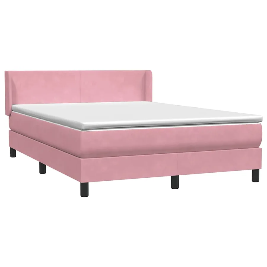 Sommier à lattes de lit avec matelas rose 140x220 cm velours - 2