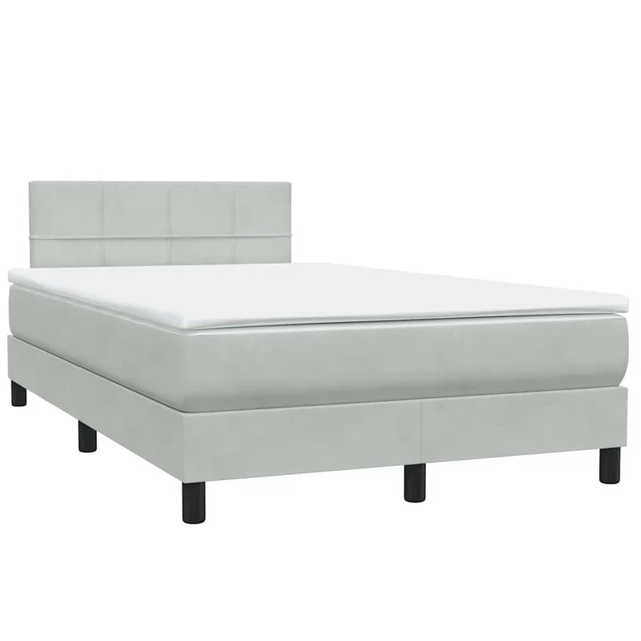 Sommier à lattes de lit et matelas et LED gris clair 120x220cm velours - 5