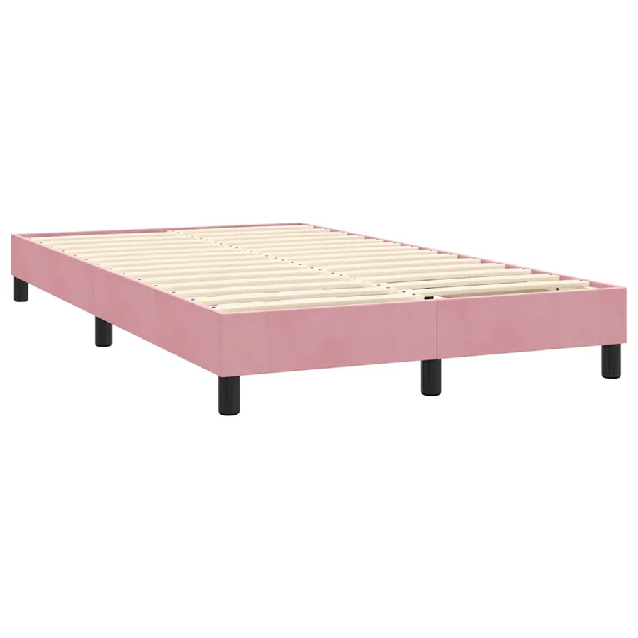 Sommier à lattes de lit avec matelas et LED rose 120x220 cm velours - 6