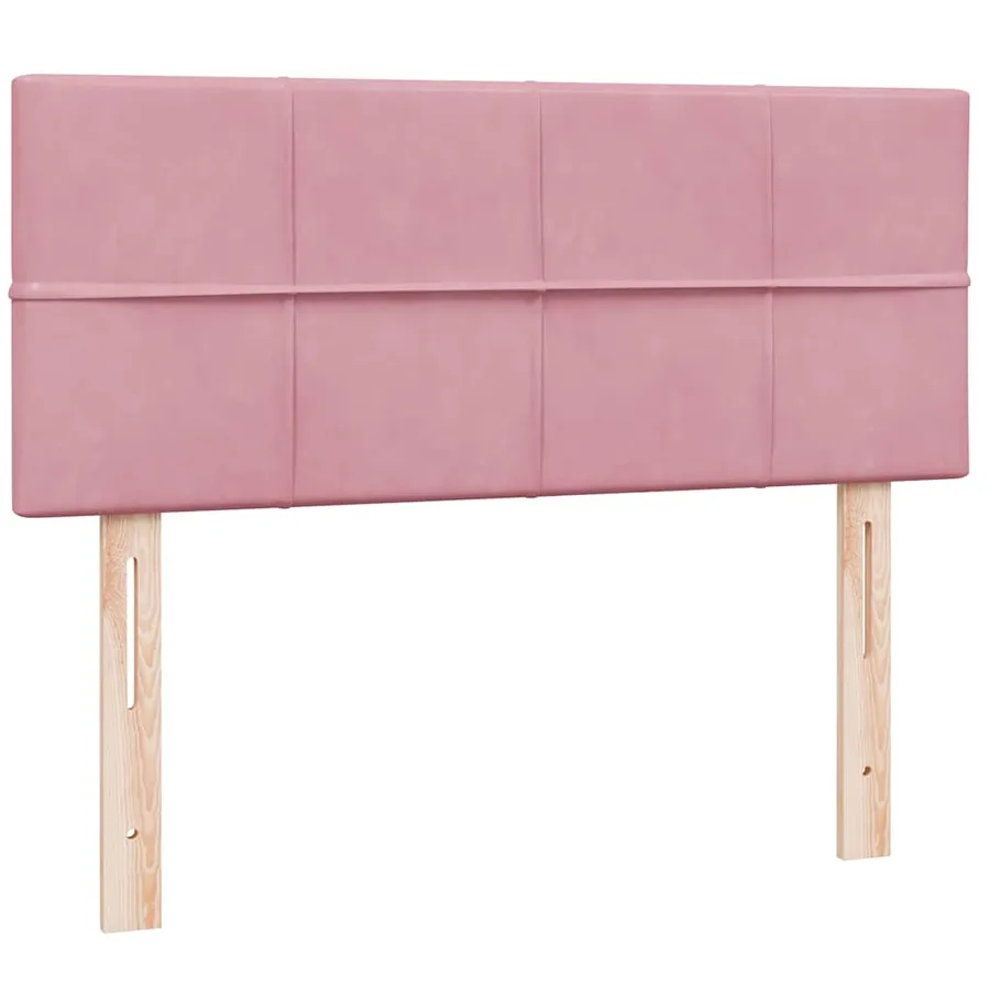 Sommier à lattes de lit avec matelas et LED rose 120x220 cm velours - 7