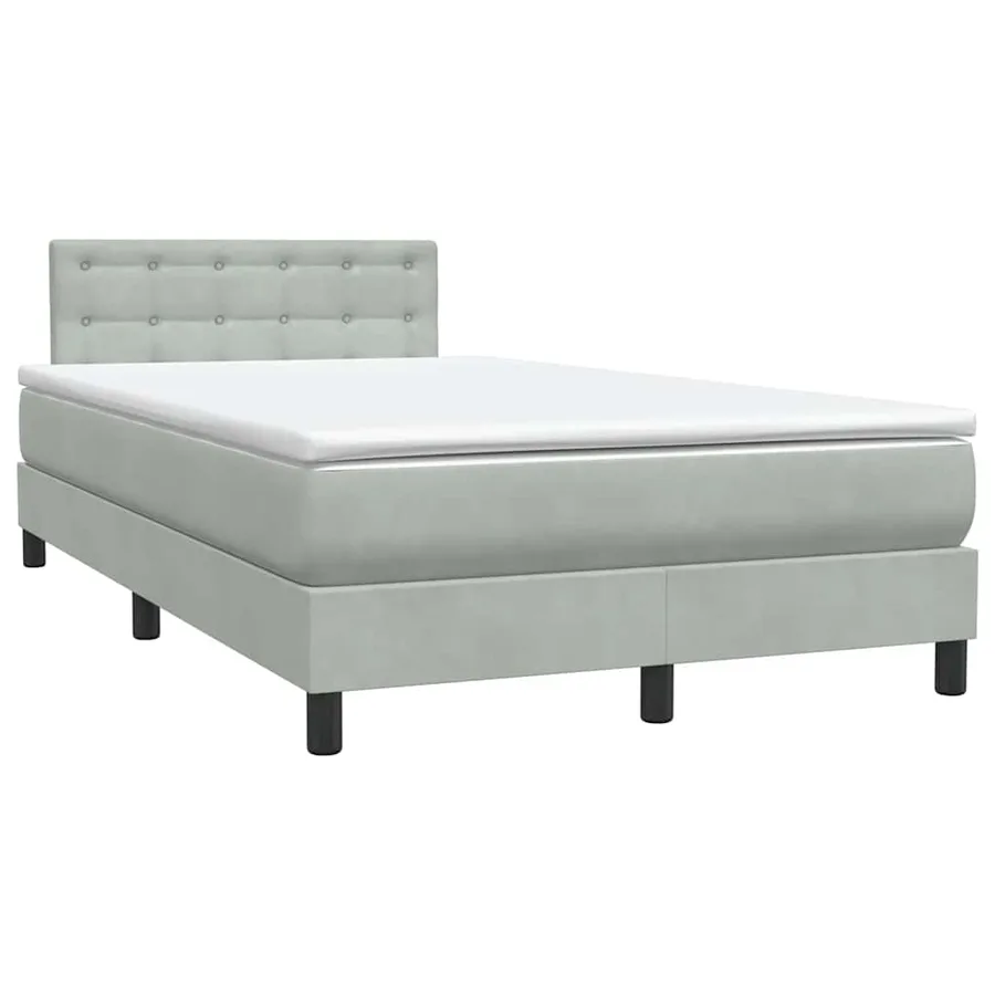 Sommier à lattes de lit et matelas et LED gris clair 120x220cm velours - 5