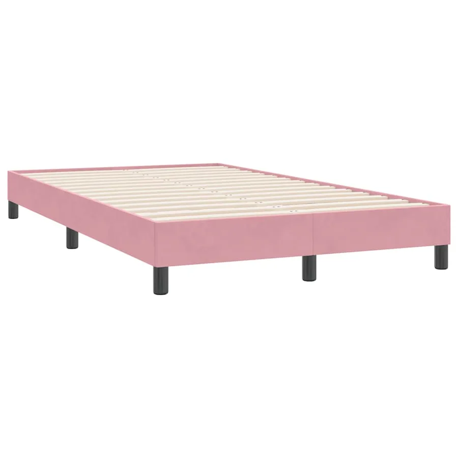 Sommier à lattes de lit avec matelas et LED rose 120x220 cm velours - 6