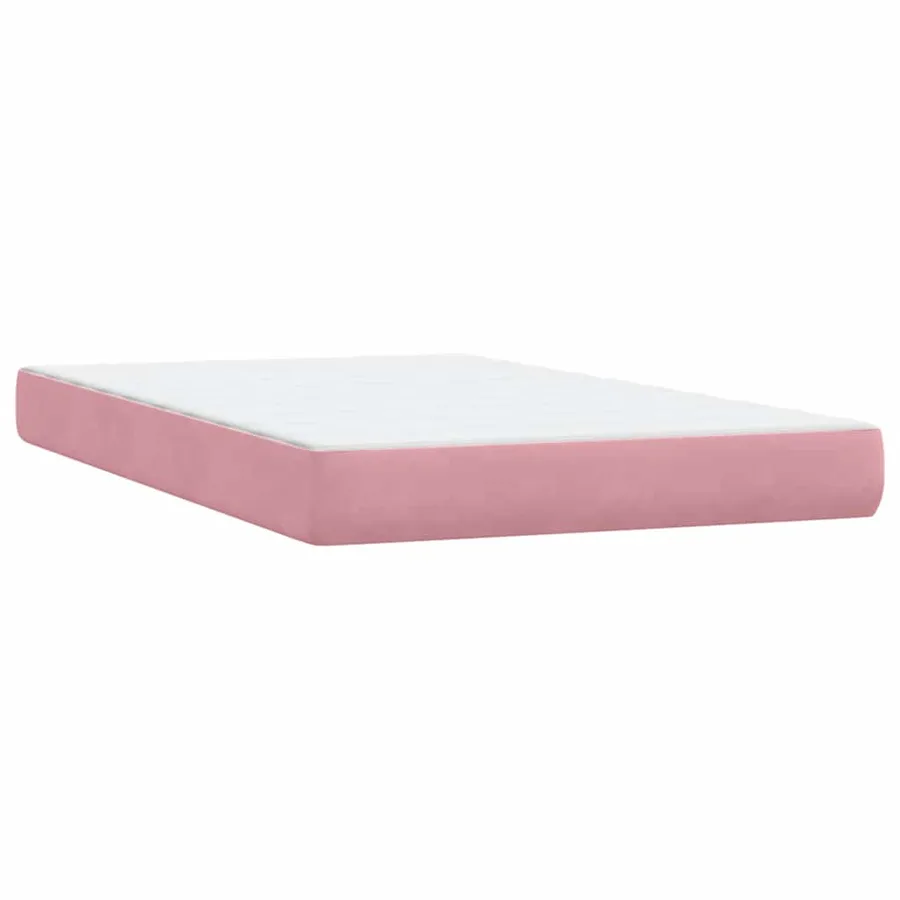 Sommier à lattes de lit avec matelas et LED rose 120x220 cm velours - 8