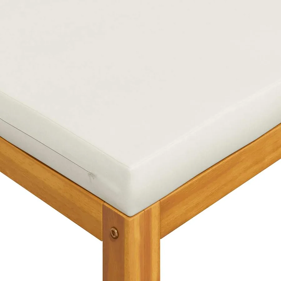 Repose-pied avec coussin blanc crème Bois d'acacia massif - 7