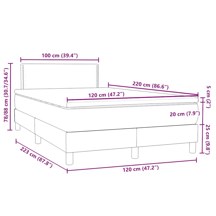 Sommier à lattes de lit et matelas gris foncé 120x220cm velours - 12