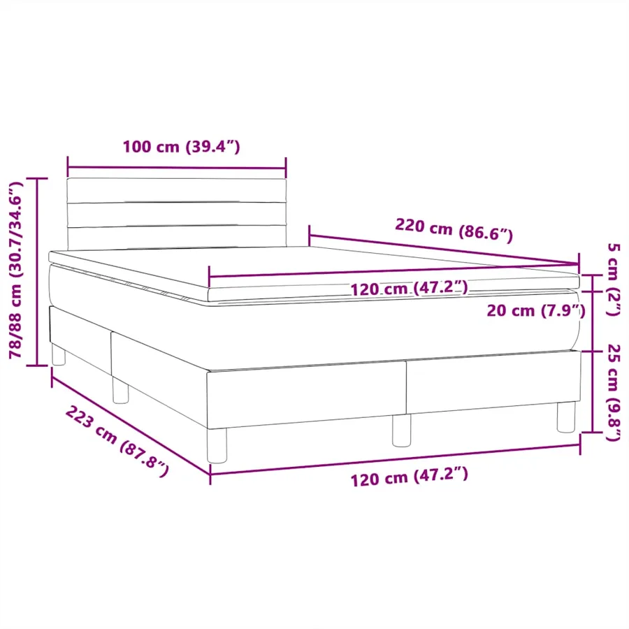 Sommier à lattes de lit et matelas gris foncé 120x220cm velours - 12