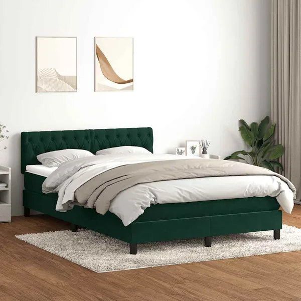 Sommier à lattes de lit et matelas vert foncé 160x220cm velours