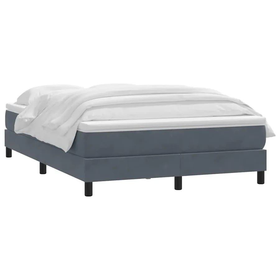 Sommier à lattes de lit et matelas gris foncé 160x220cm velours - 3