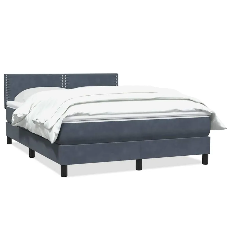 Sommier à lattes de lit et matelas gris foncé 160x220cm velours - 2