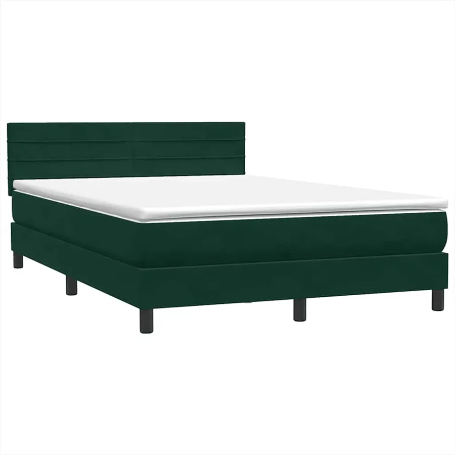 Sommier à lattes de lit et matelas vert foncé 160x220cm velours - 4