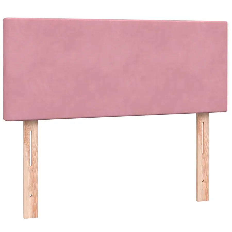 Sommier à lattes de lit avec matelas et LED rose 120x220 cm velours - 7