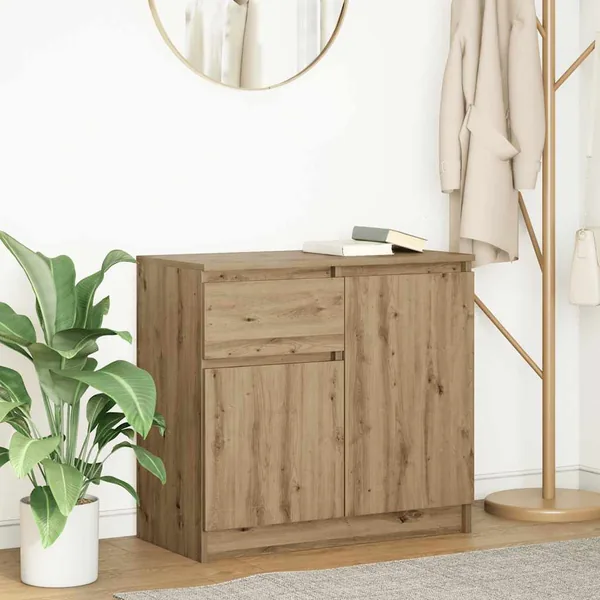 Buffet avec tiroir chêne artisanal 71x35x65 cm bois ingénierie