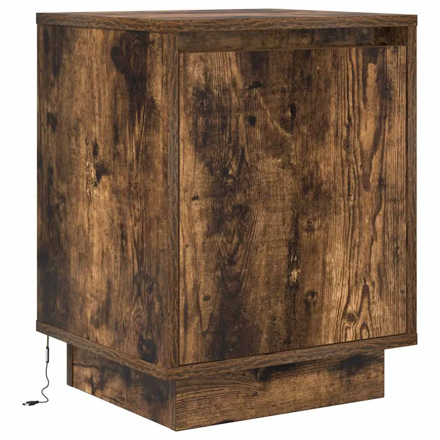 Table de chevet avec lumières LED chêne fumé 38x34x50 cm - 3