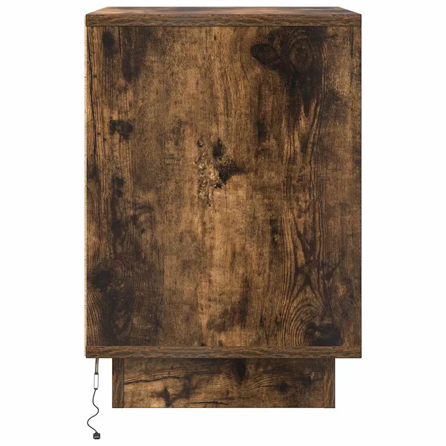 Table de chevet avec lumières LED chêne fumé 38x34x50 cm - 5