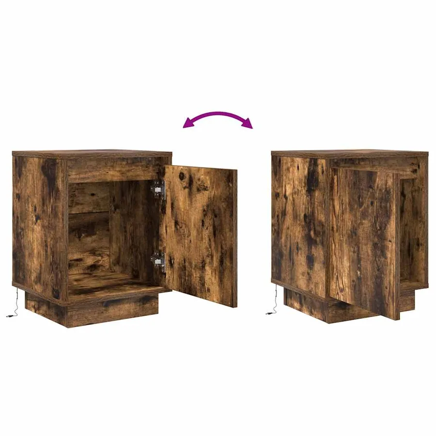 Table de chevet avec lumières LED chêne fumé 38x34x50 cm - 7