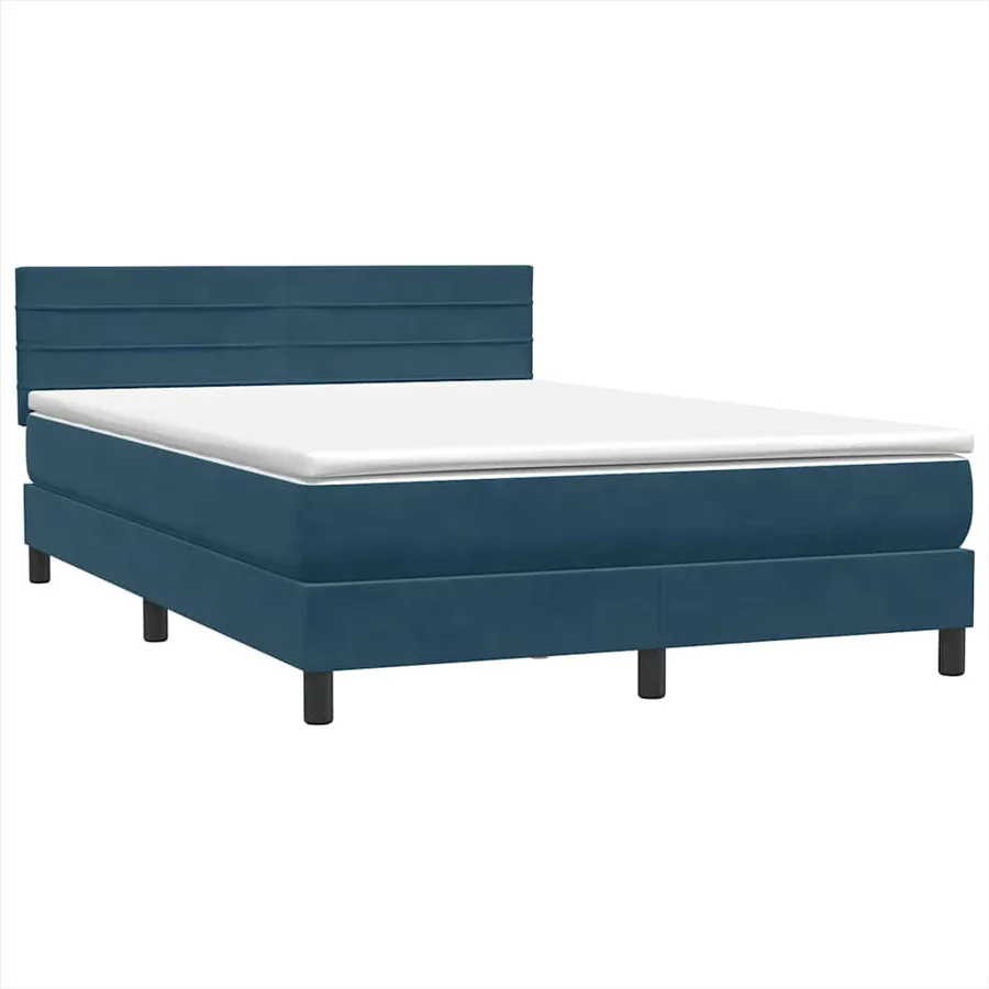 Sommier à lattes de lit et matelas bleu foncé 140x220cm velours - 4