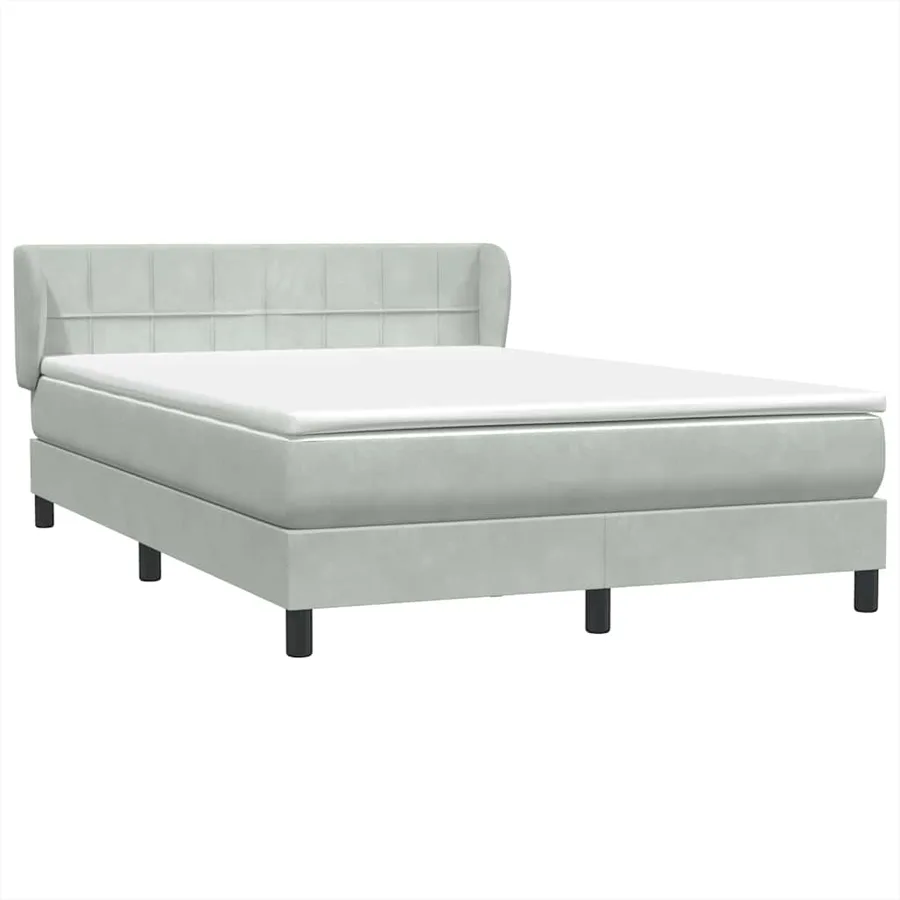 Sommier à lattes de lit et matelas gris clair 140x220cm velours - 4