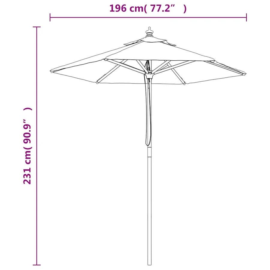 Parasol de jardin avec mât en bois sable 196x231 cm - 8