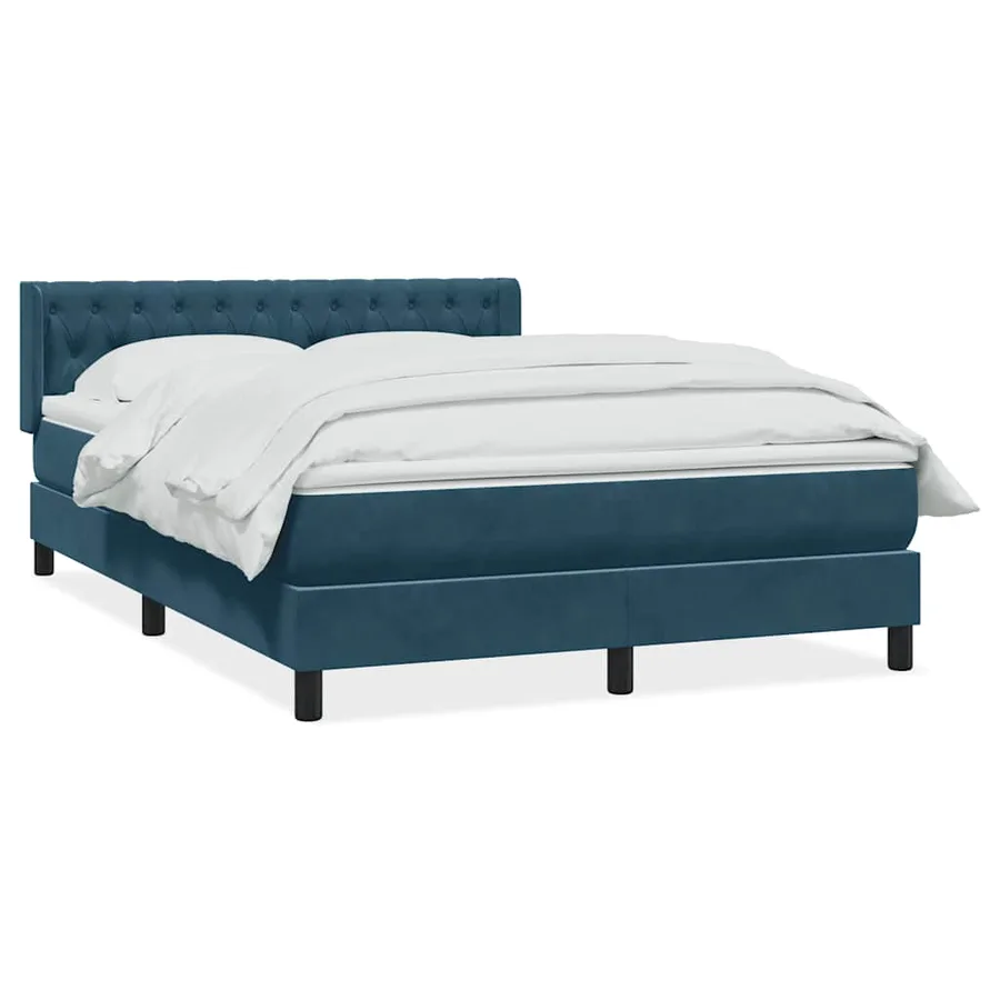 Sommier à lattes de lit et matelas bleu foncé 140x220cm velours - 2