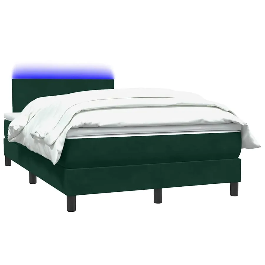 Sommier à lattes de lit et matelas et LED vert foncé 120x220cm velours - 3