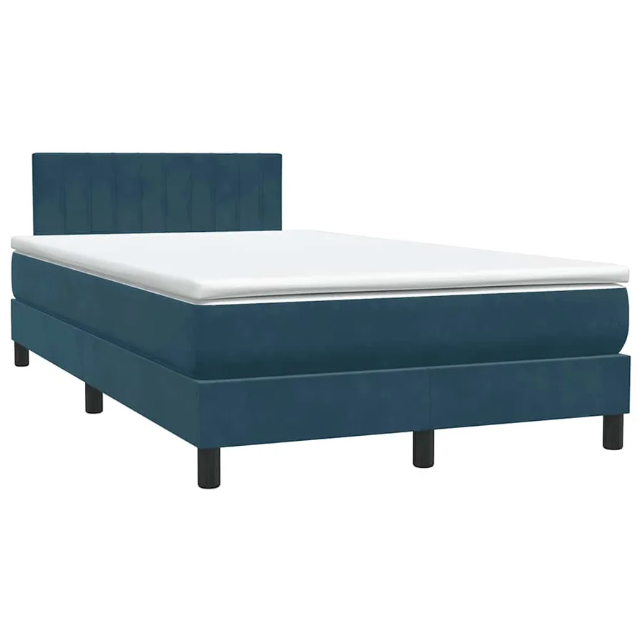 Sommier à lattes de lit et matelas et LED bleu foncé 120x220cm velours - 5