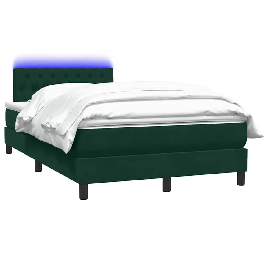 Sommier à lattes de lit et matelas et LED vert foncé 120x220cm velours - 3