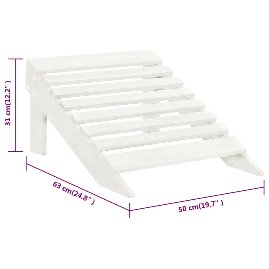 Chaise de jardin avec pouf Bois Blanc - 9