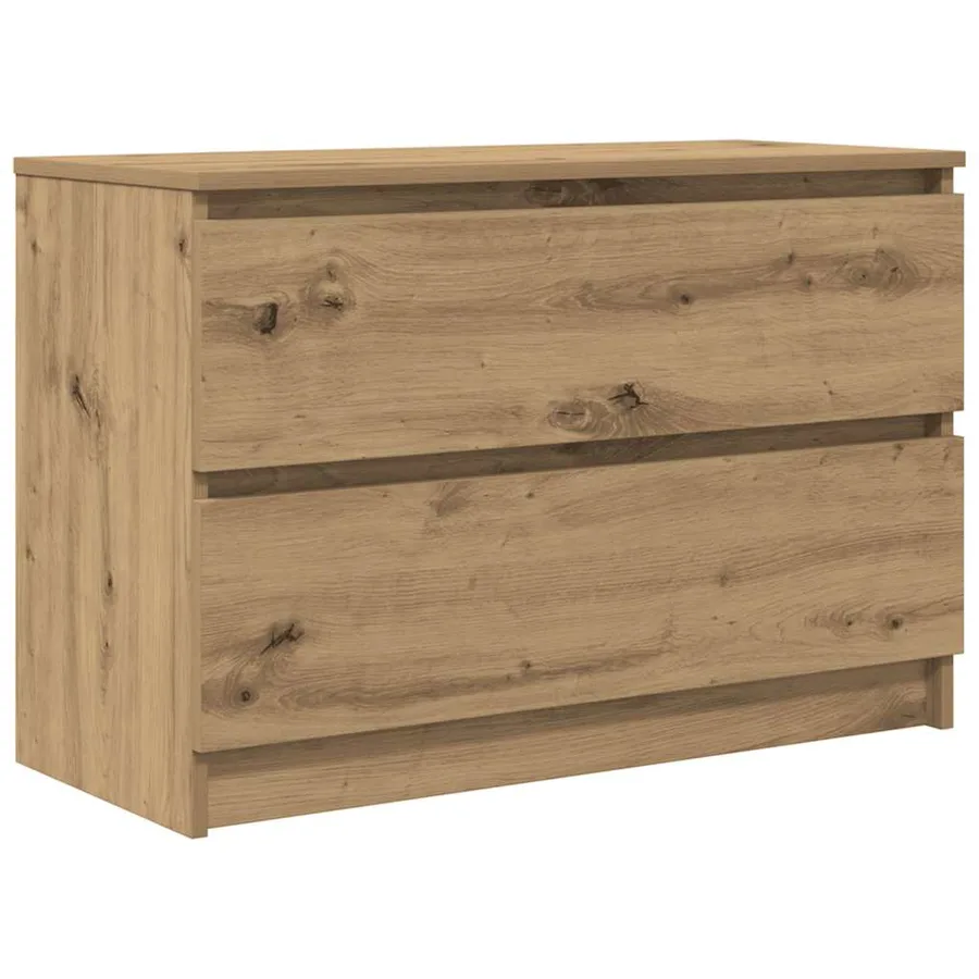 Meuble TV chêne artisanal 80x35x54 cm bois d'ingénierie - 2