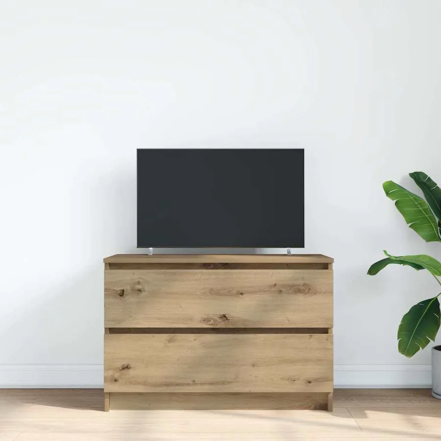Meuble TV chêne artisanal 80x35x54 cm bois d'ingénierie - 3