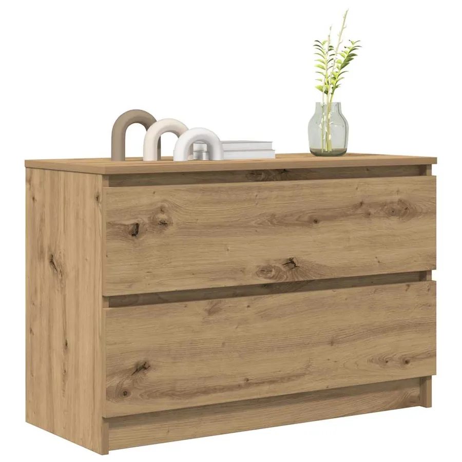 Meuble TV chêne artisanal 80x35x54 cm bois d'ingénierie - 4