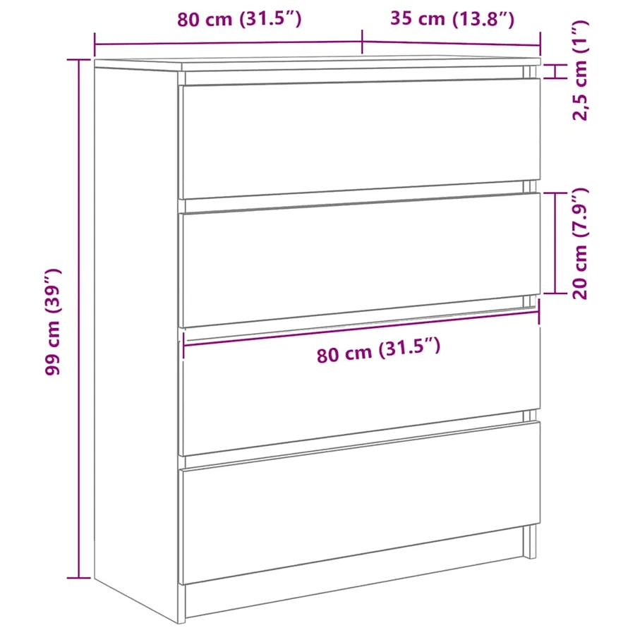 Buffet blanc 80x35x99 cm bois d’ingénierie - 12