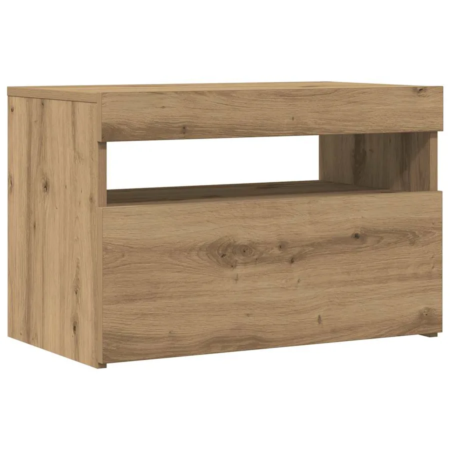 Meuble TV avec lumières LED chêne artisanal bois d'ingénierie - 5