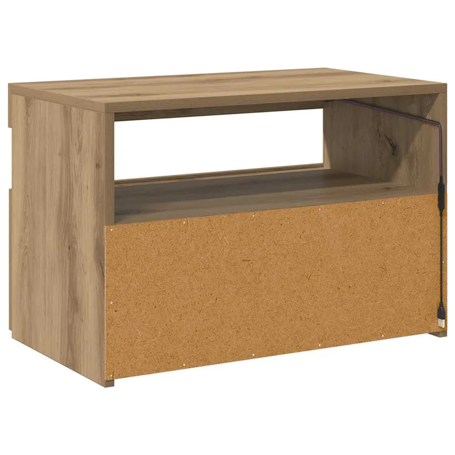 Meuble TV avec lumières LED chêne artisanal bois d'ingénierie - 7