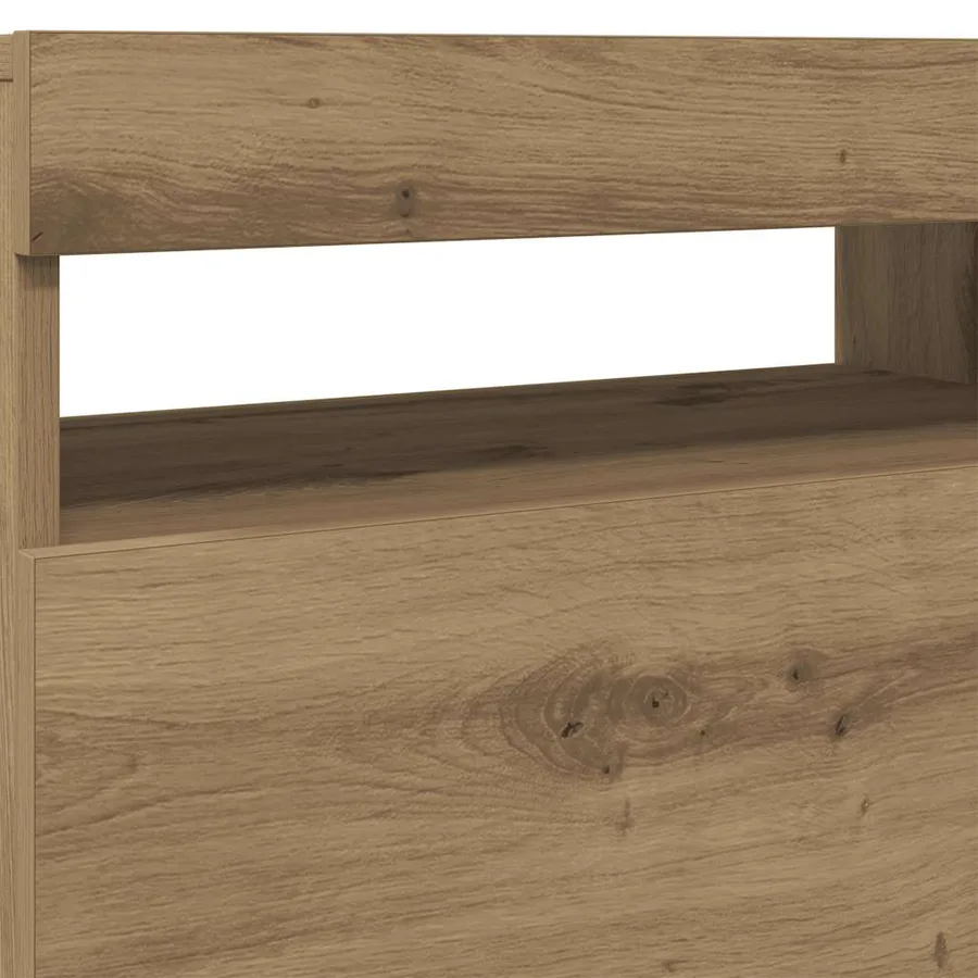 Meuble TV avec lumières LED chêne artisanal bois d'ingénierie - 9