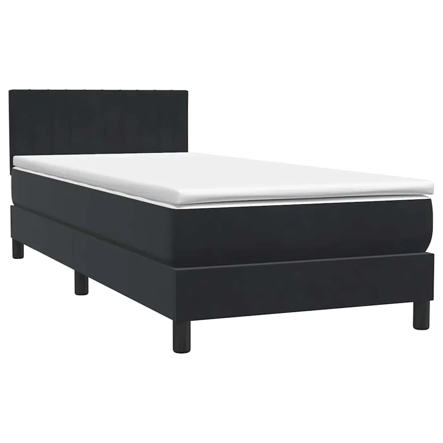Sommier à lattes de lit avec matelas noir 100x220 cm velours - 2
