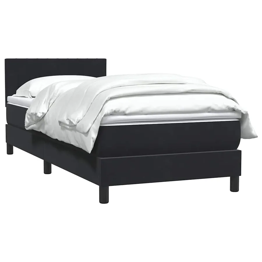 Sommier à lattes de lit avec matelas noir 100x220 cm velours - 4