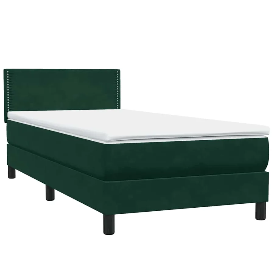 Sommier à lattes de lit et matelas et LED vert foncé 100x220cm velours - 5