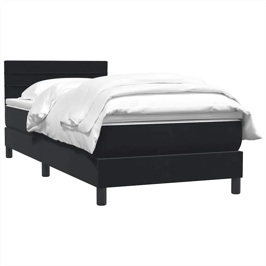 Sommier à lattes de lit avec matelas noir 100x220 cm velours - 3