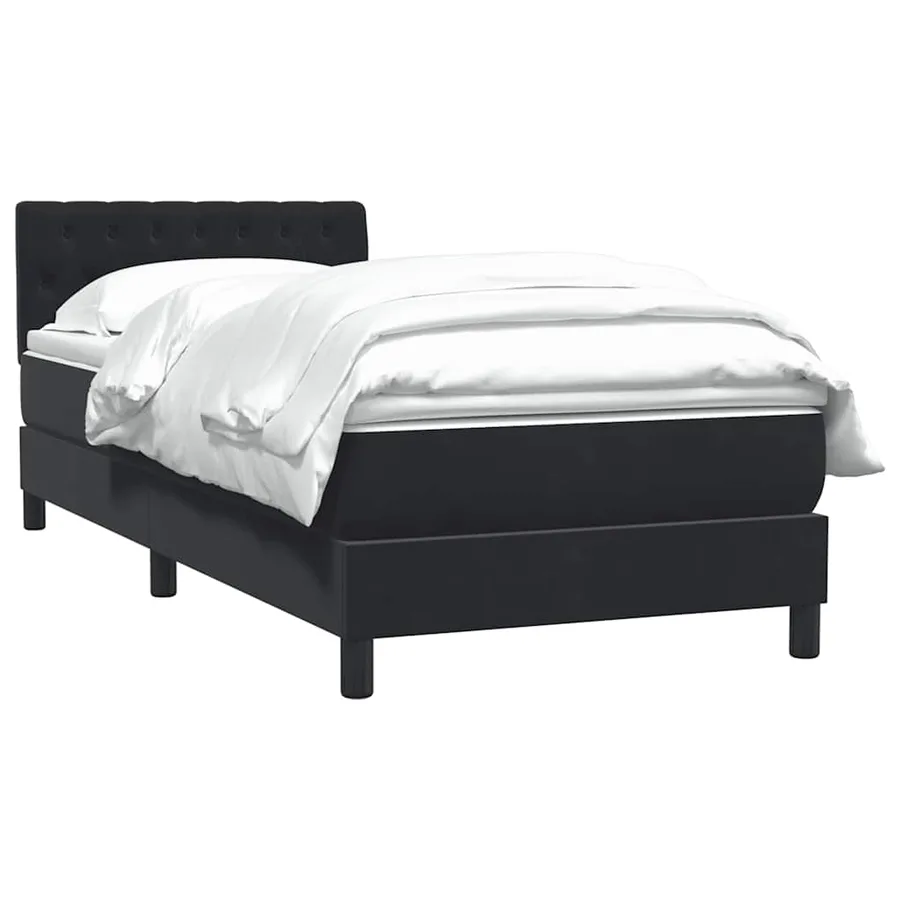 Sommier à lattes de lit avec matelas noir 100x220 cm velours - 3
