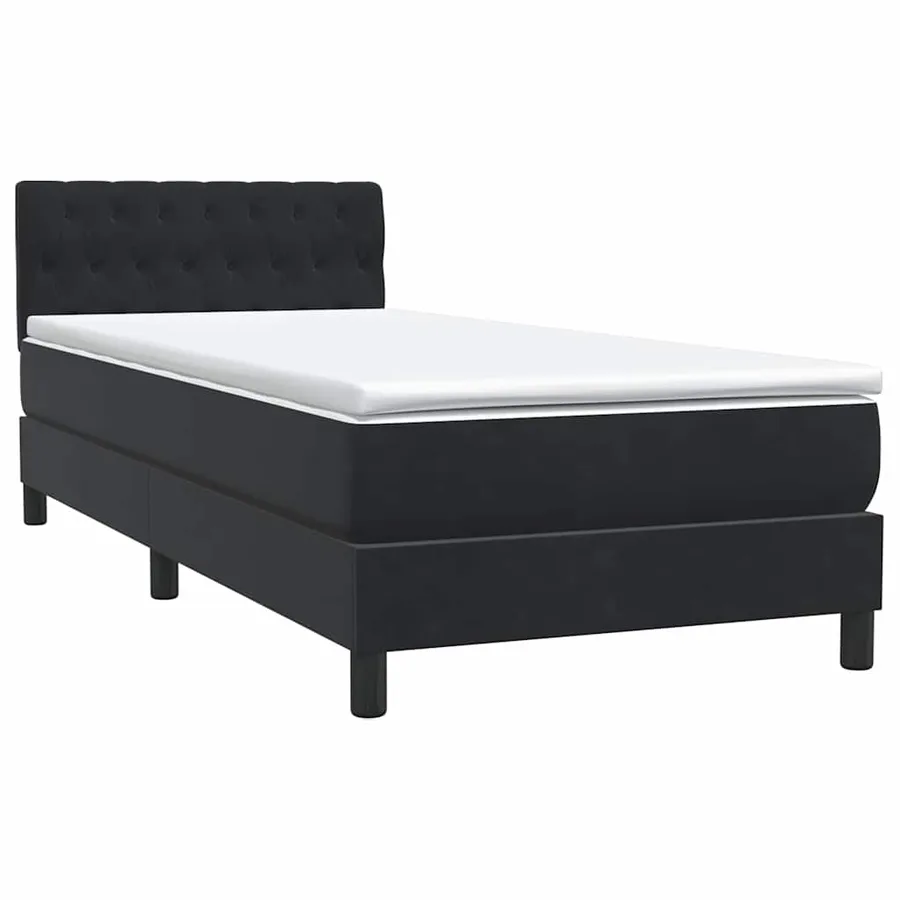Sommier à lattes de lit avec matelas noir 100x220 cm velours - 4