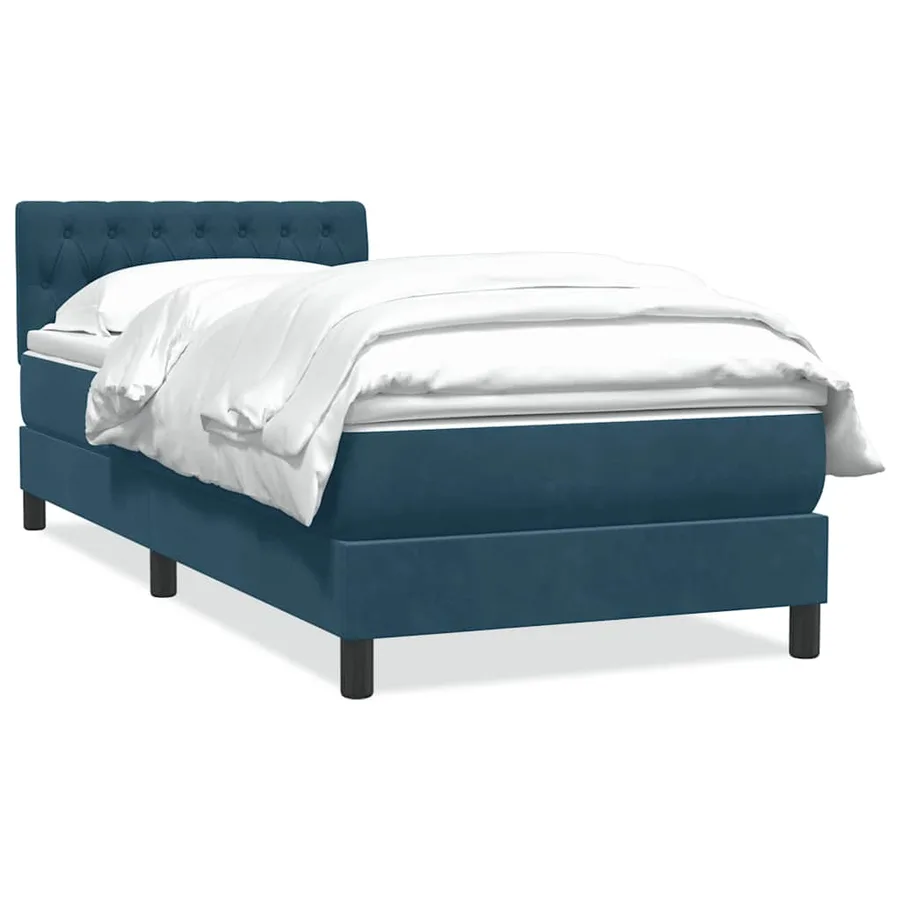 Sommier à lattes de lit et matelas bleu foncé 100x220cm velours - 2